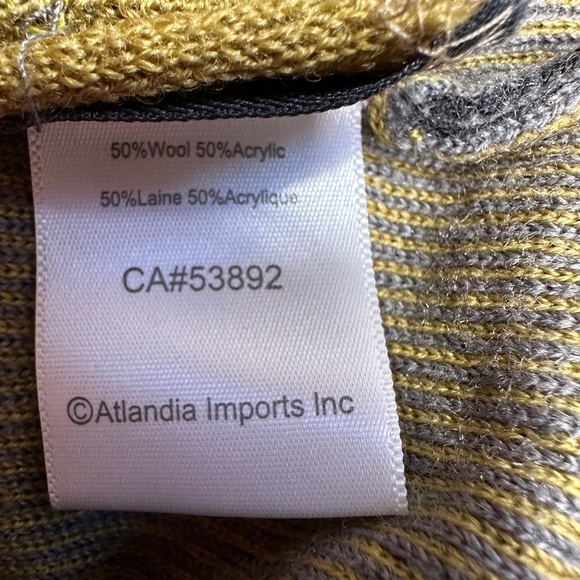 Icelandic Zip Yellow Gray Wool Blend Zip Pockets Women Knit Jacket Sweater Sz 2X - Picture 12 of 12